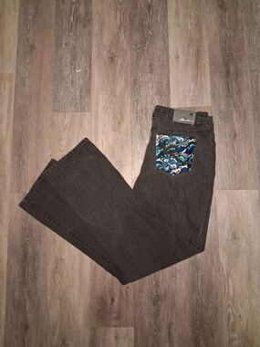 Rocawear Y2K Washed Black Graphic Pocket Jeans - Womens Size 16